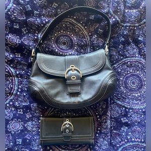 Coach Soho Flap Hobo Bag w/ Matching Wallet